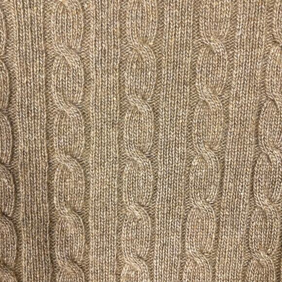 NWOT VINTAGE J CREW Sweater XS Brown Cable Knit Long-Slv Cashmere Angora Wool - Picture 4 of 7